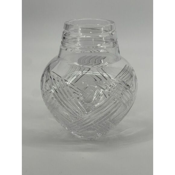Vintage Oneida Santa Mesa Crystal Vase Crosshatch Dot Pattern 8 Inches - Picture 1 of 6
